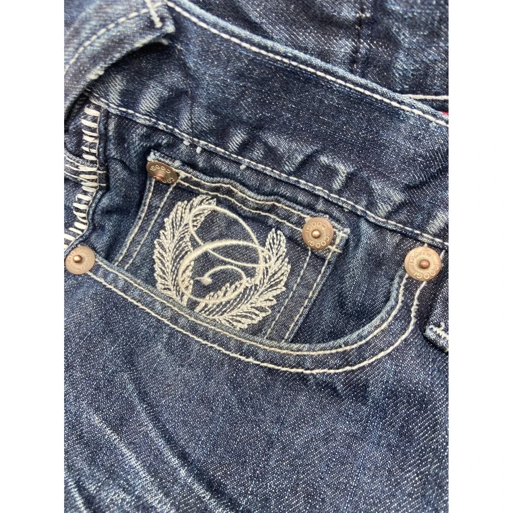 Coogi Jean Shorts Blue Baggy Denim Embroidered Y2K Hip Hop W36 Streetwear